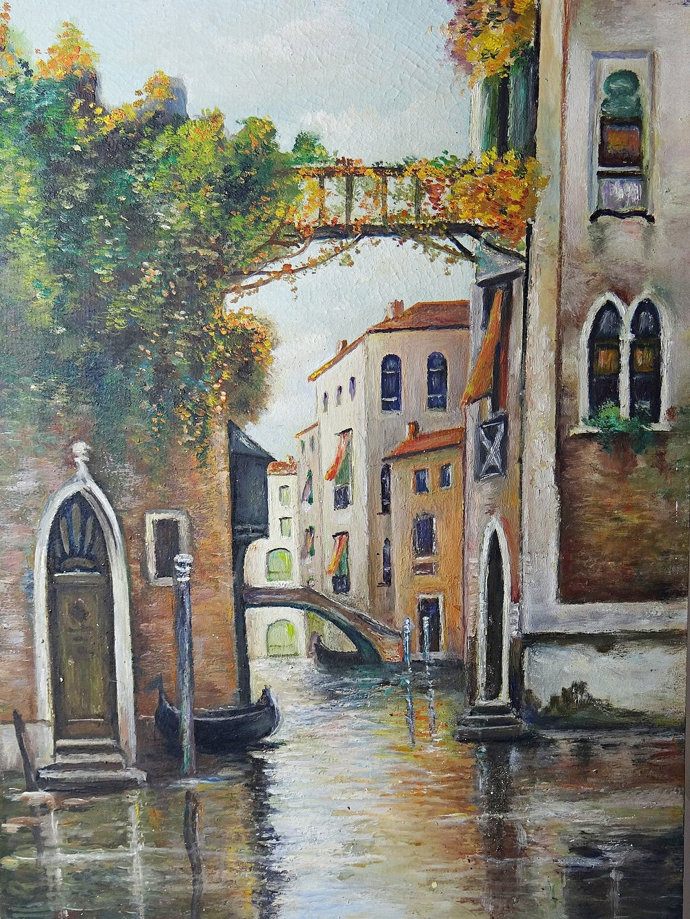 Vintage Gemälde Venedig Canal und Fassaden warme Töne
