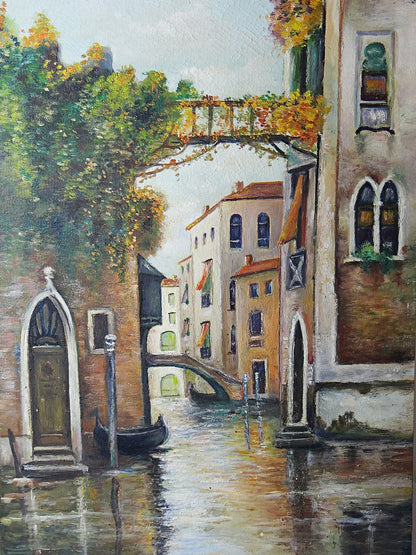 Vintage Gemälde Venedig Canal und Fassaden warme Töne