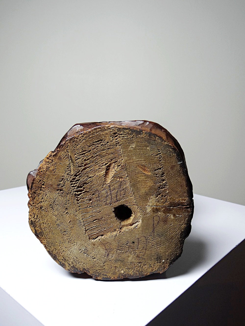 Vintage Skulptur Immaculée Conception Holz geschnitzt Unbefleckte Empfängnis Braun Bordeaux