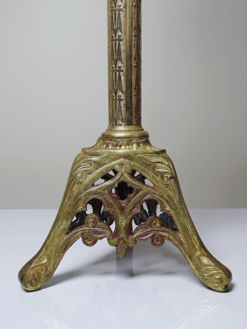 Vintage Kerzenleuchter Set von 2 Bronze vergoldet Gothic Stil XIXe Gold Vintage Dekoration