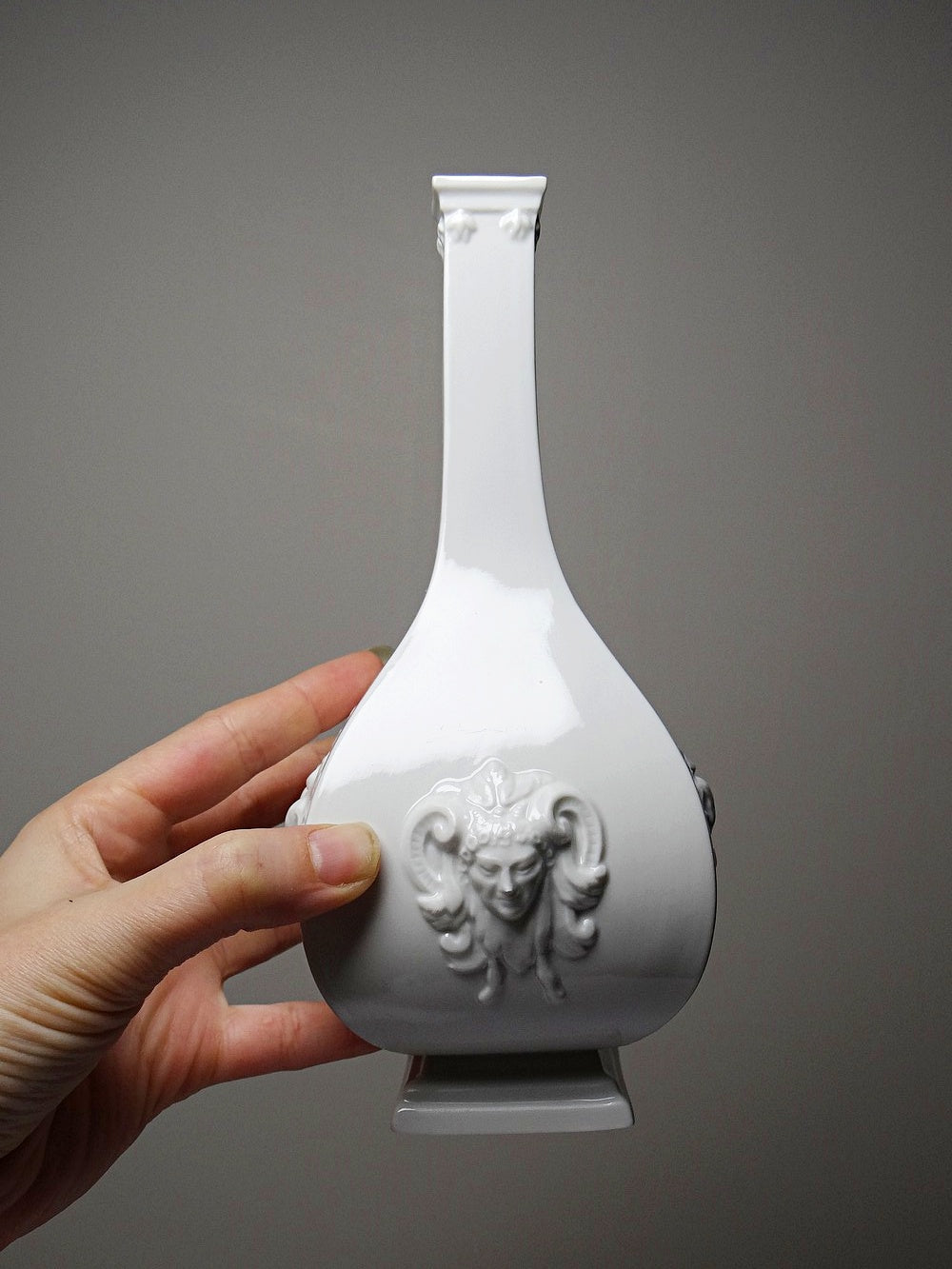 Vintage Vase von Sheffield und Haviland für Limoges, Meissen Reproduktion, weißes Porzellan