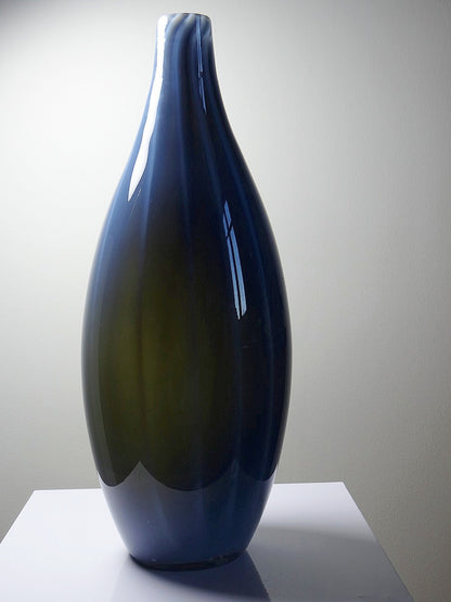 Vintage Vase Poire von Fratelli Toso für Fratelli Toso Rauchglas Opalin blau transparent