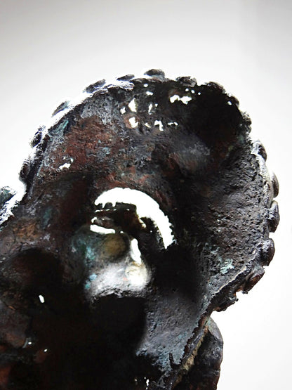 Vintage Maske Bamoun für BraunDekoration Afrikanische Bronze-Maske aus Kamerun