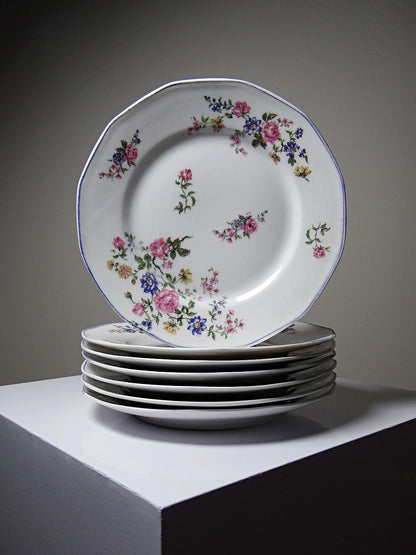 Vintage Dessertteller von Bernardaud für B&C° florales Dekor Set von 7