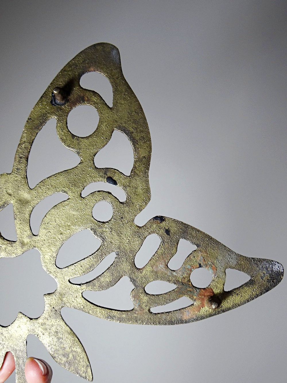 Vintage Untersetzer Papillon Schmetterling aus Messing vergoldet ajouriert goldfarben