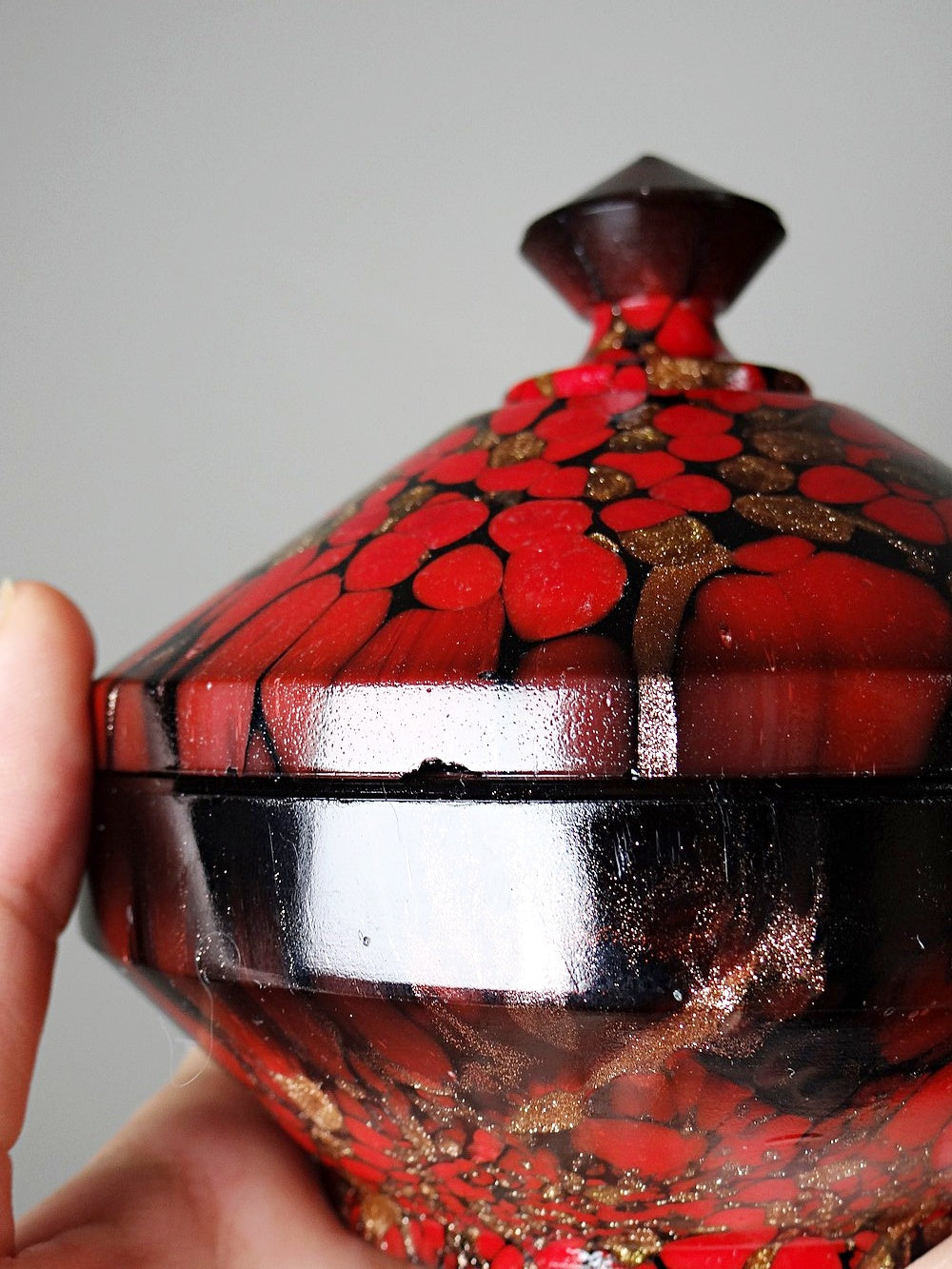 Vintage Bad-Set von Vincenzo Nason für Murano Aventurin Glas schwarz rot