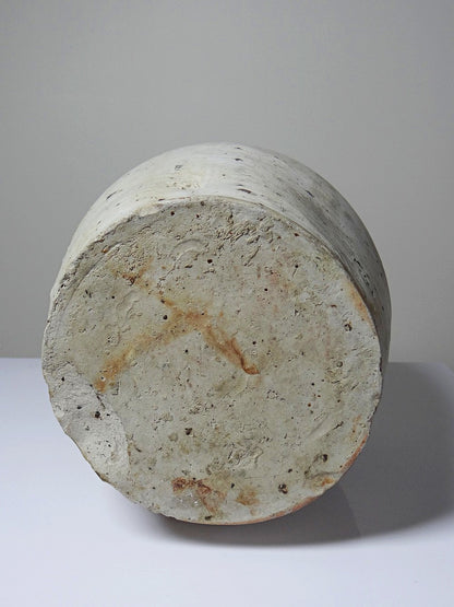 Vintage Steingut Korbflasche aus Puisaye mit Aschelasur