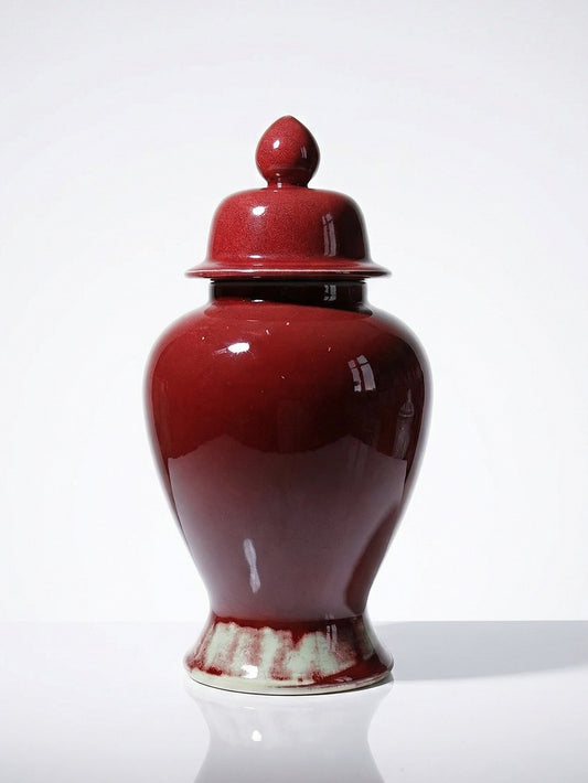 Vintage Vase chinesischer Ingwertopf oxblood und Celadon Keramik