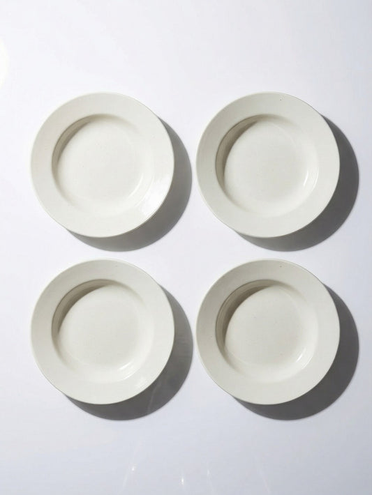 Vintage Suppenteller Set von 5 aus Eisenstein weiß creme Geschirr