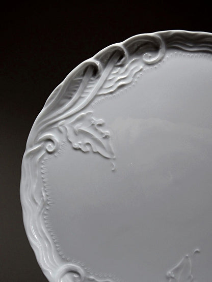 Vintage Tortenplatte Limoges France Porzellan weiß 31 cm