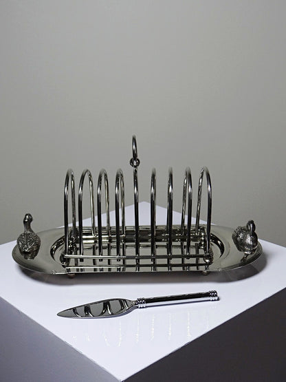 Vintage Foie-Gras-Service-Set Silbergeschirr mit Toastständer und Schaufel
