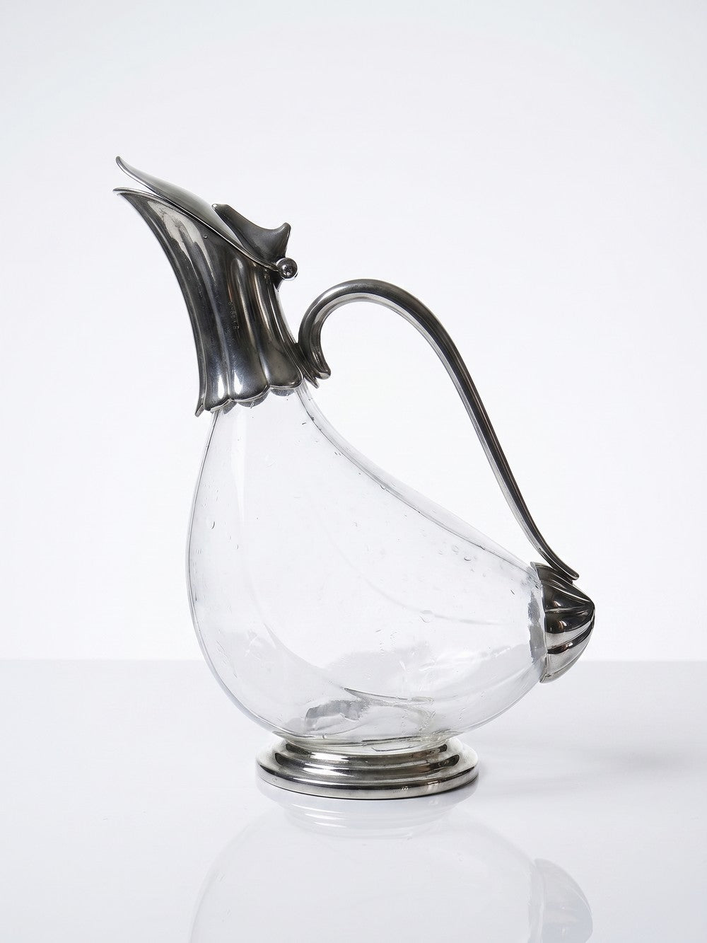Vintage Kanne aus Glas und versilbertem Metall
