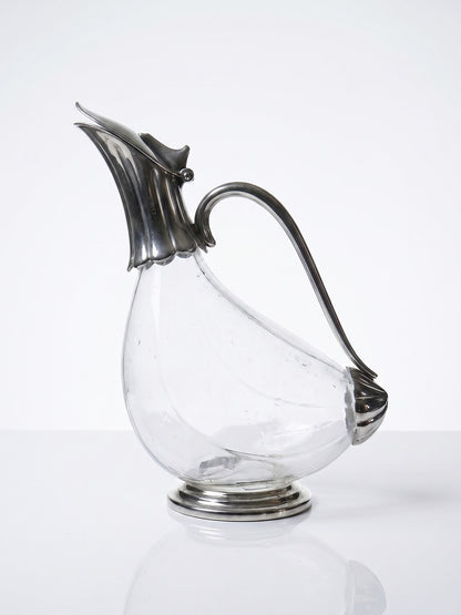 Vintage Kanne aus Glas und versilbertem Metall