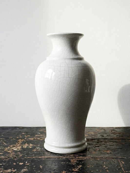 Vintage Vase chinesischer Stil weiß craqueliert weiß gelb Dekoration