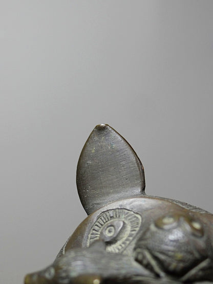 Vintage Bronzefigur Löwe oder Hyäne aus Benin Dahomey Cotonou BraunKunst