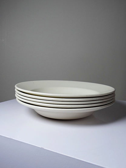 Vintage Suppenteller Set von 5 aus Eisenstein weiß creme Geschirr