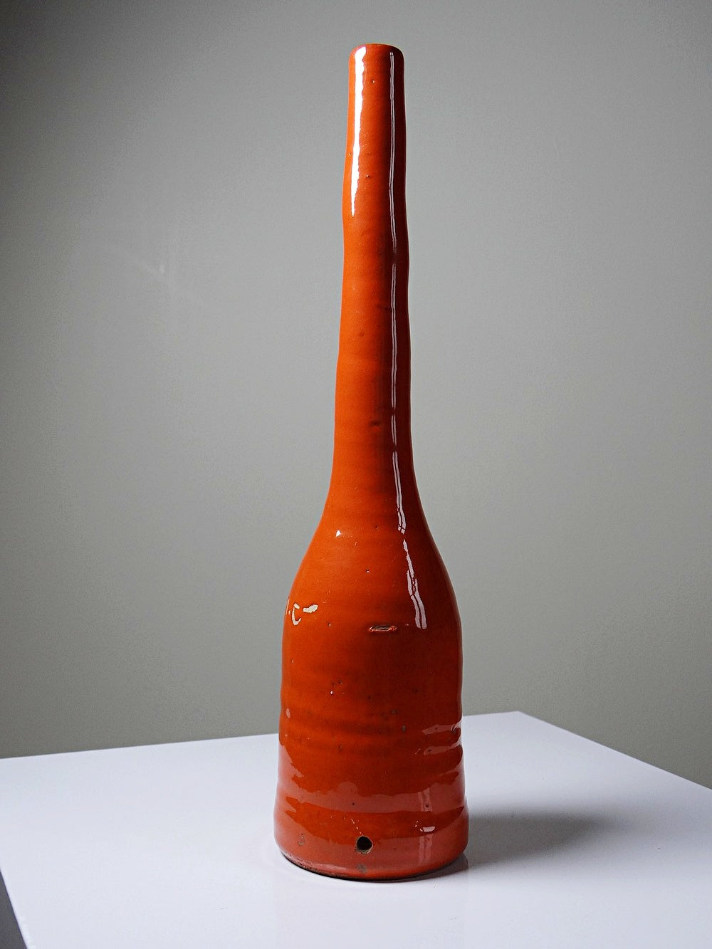 Vintage Lampenfuß Terrakotta orange glasiert Vintage Orange