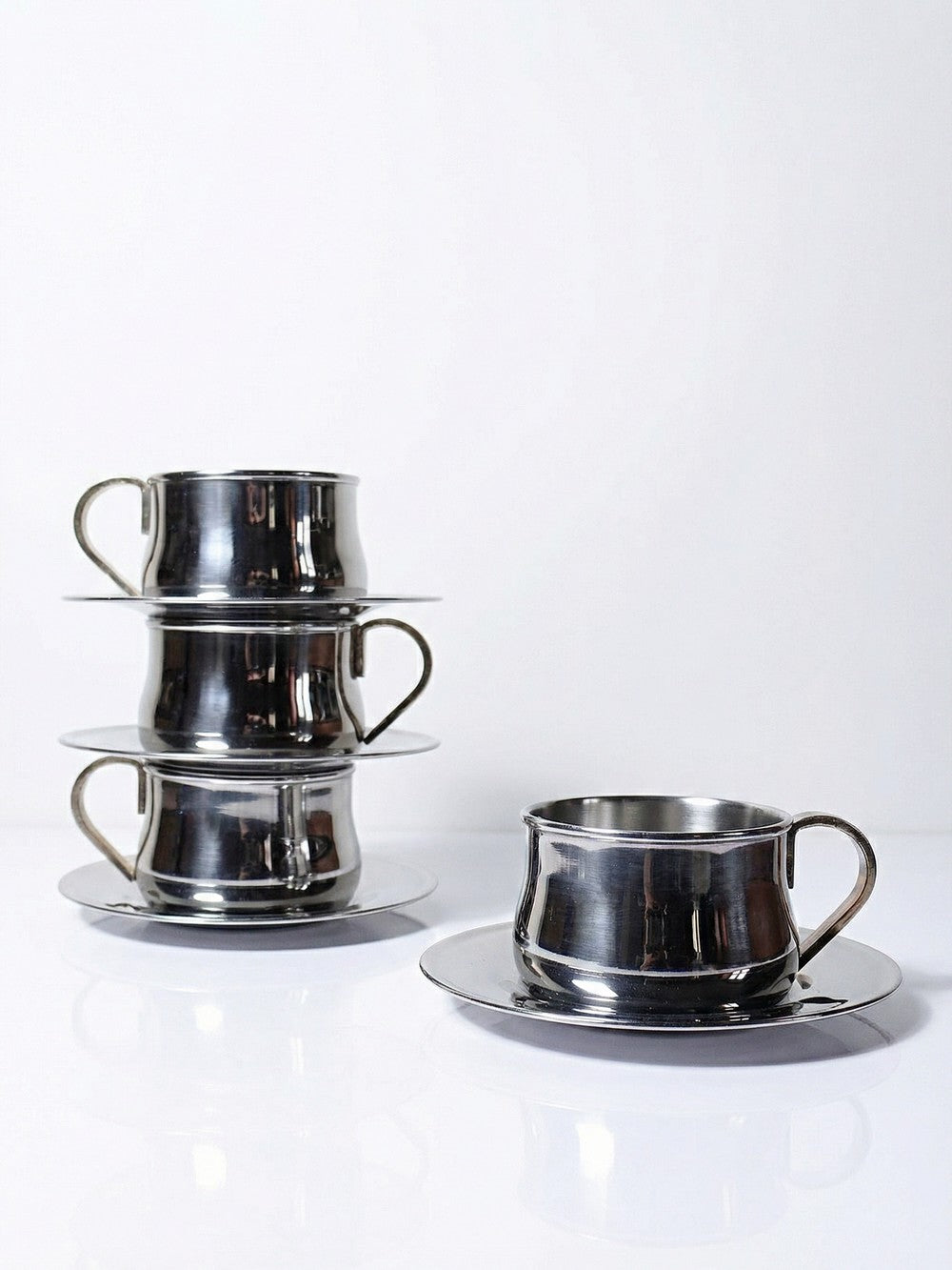 Vintage Espressotasse Set von 4 Inoxriv für Inoxriv Italien Edelstahl 18/10