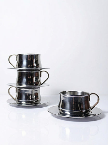 Vintage Espressotasse Set von 4 Inoxriv für Inoxriv Italien Edelstahl 18/10
