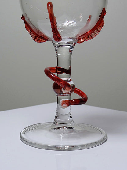 Vintage Vase Filigrana/Zanfirico von Murano Rot