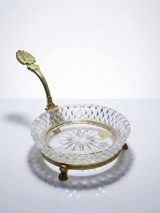 Vintage Kristall Vide-Poche von L. Seiler für Sèvres mit vergoldeter Montierung