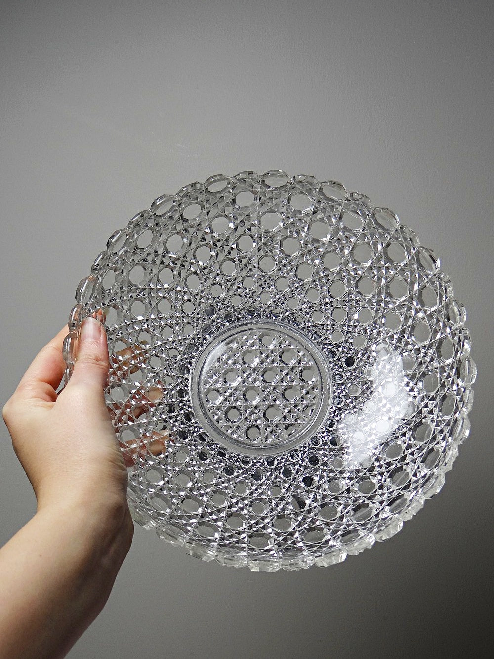 Vintage Schale von Baccarat für Pressglas mit Zinnfuß durchsichtig
