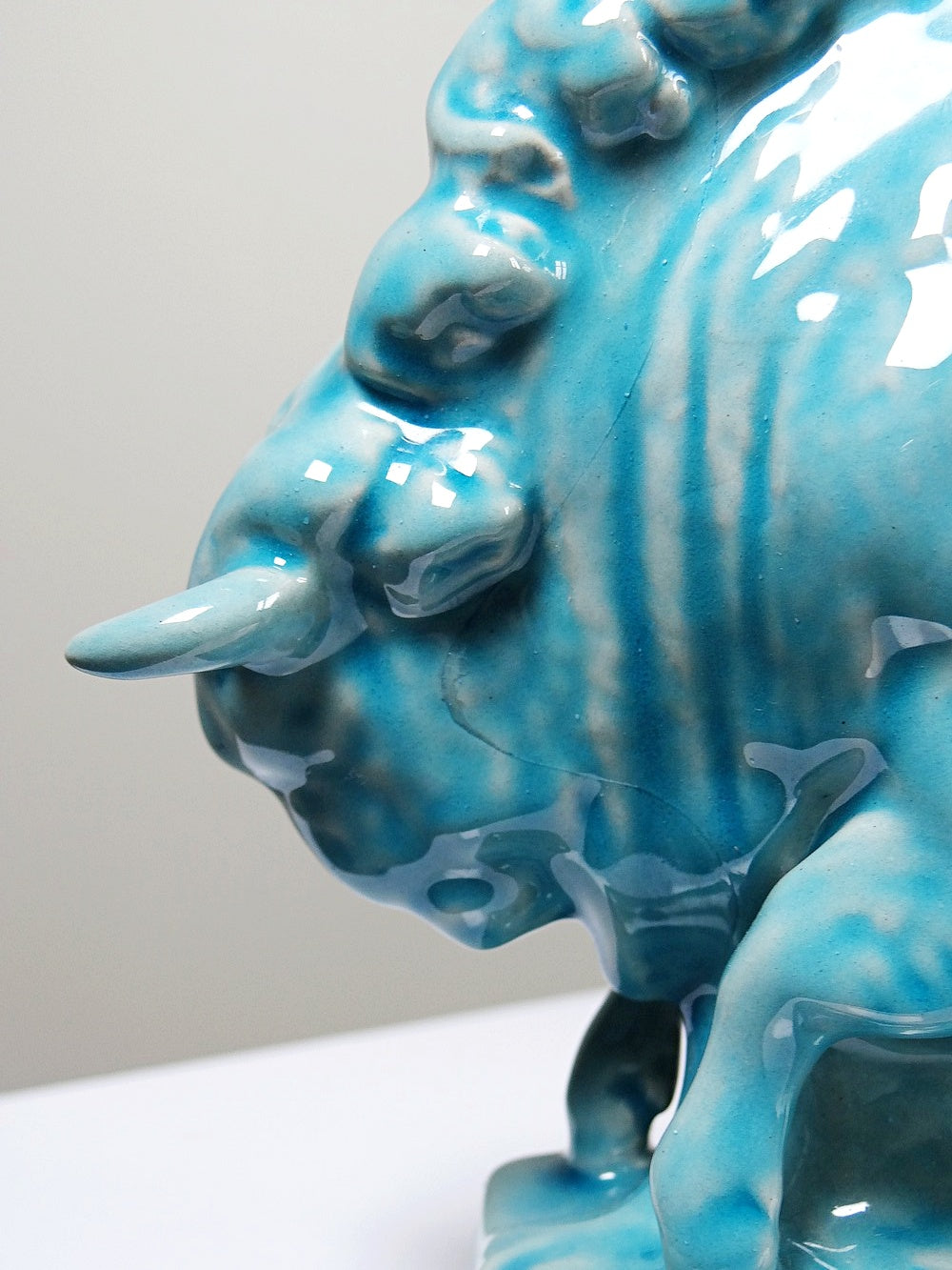 Vintage Bison Skulptur von Zsolnay aus türkis glasierter Keramik
