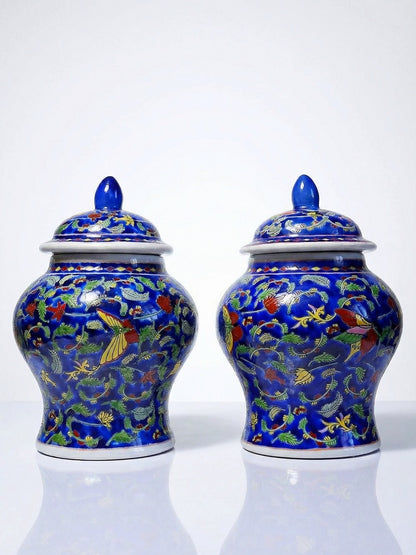 Vintage Set von 2 Ingwertopf von Kangxi Nian Zhi für China blau