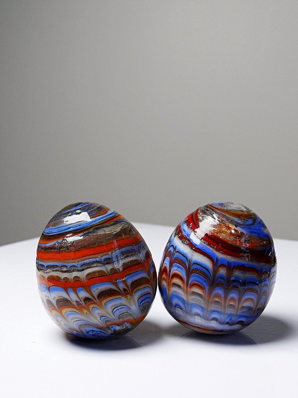 Vintage Set von 2 Murano-Glasei mehrfarbig, Kunst