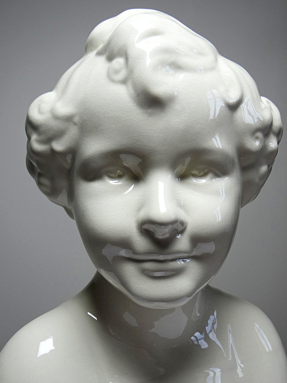 Vintage Kunst Faience Büste von Sarreguemines für Sarreguemines Art Déco selten