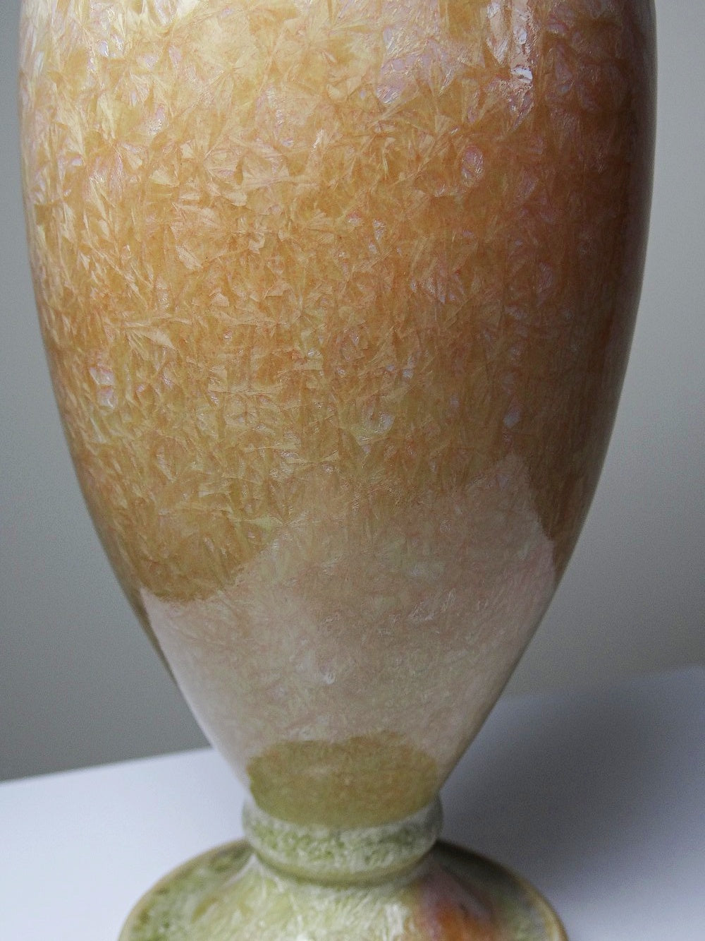 Vintage Vase von Bernard Guipouy für Atelier du Bol Doré kristalline Glasur Beige