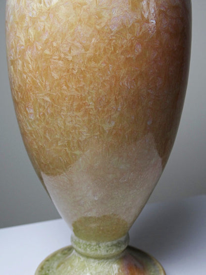 Vintage Vase von Bernard Guipouy für Atelier du Bol Doré kristalline Glasur Beige
