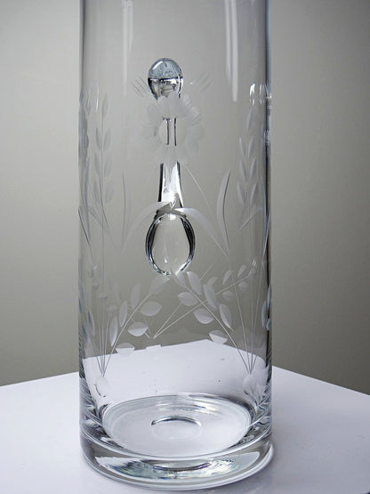 Vintage Krug aus Kristallglas floral durchsichtig farblos Geschirr