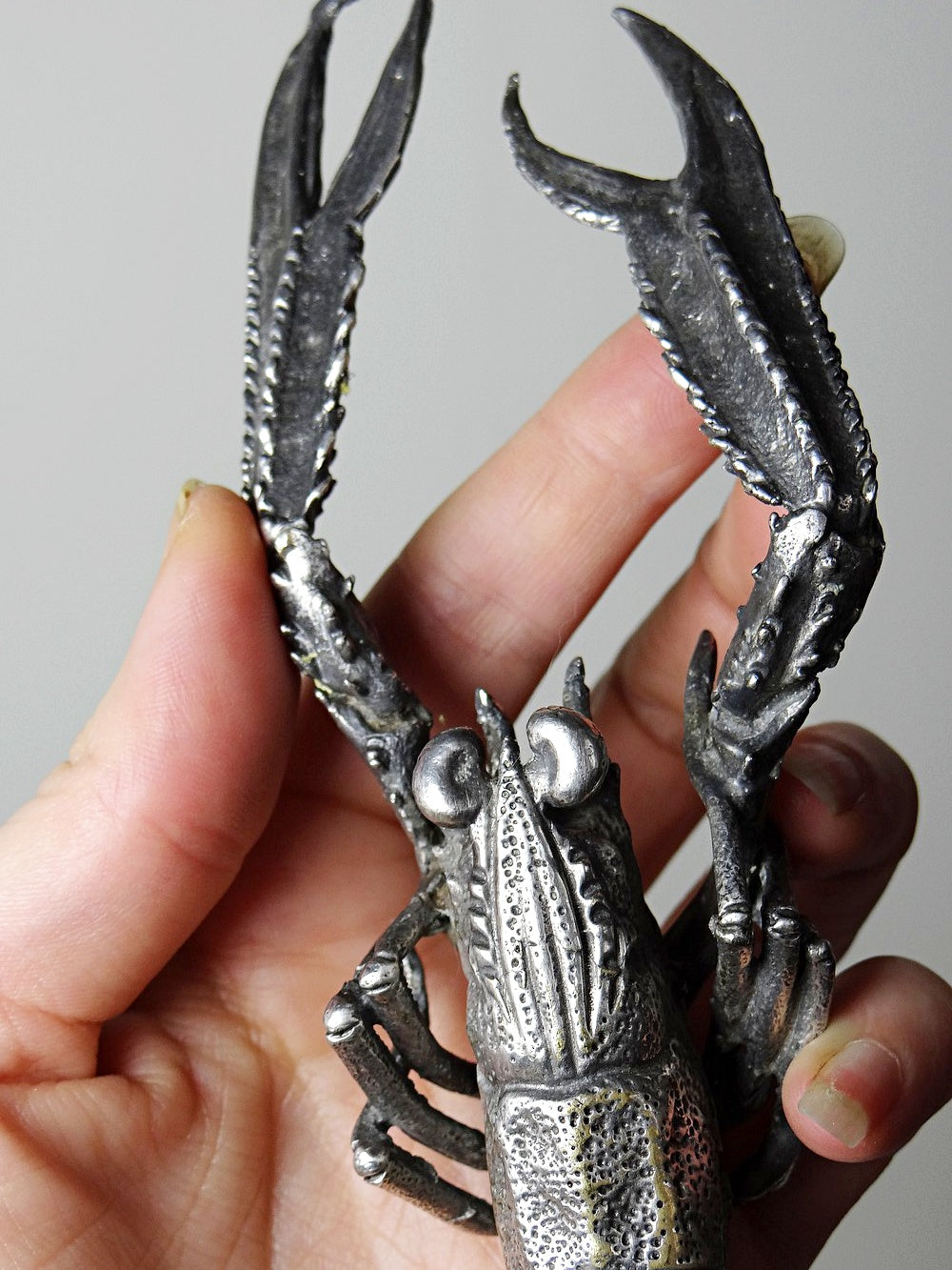 Vintage Griff Krabbe von 1950er-1970er, versilbertes Metall, Silber Vintage Dekoration