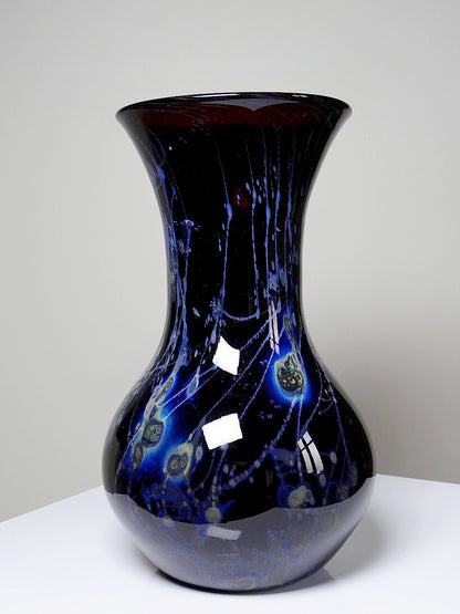 Vintage Kunstglasvase Violett mit Silberinclusionen von Studio Glass für Frankreich