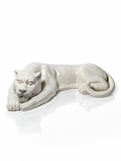 Vintage Panther Figure Made of Craquelure Stoneware