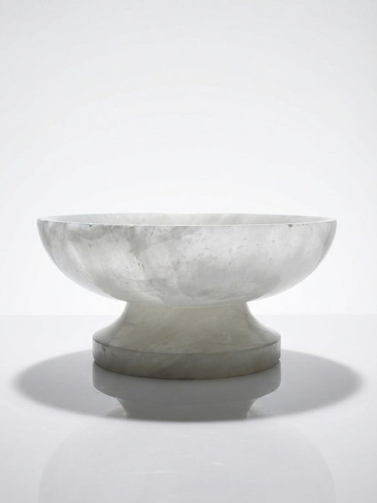 Vintage Schale oder Vide-Poche aus weißem Alabaster, Italien 1960er-1970er