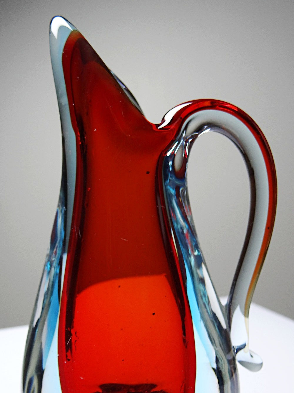 Vintage Vase Sommerso von Flavio Poli für Murano rot blau transparent