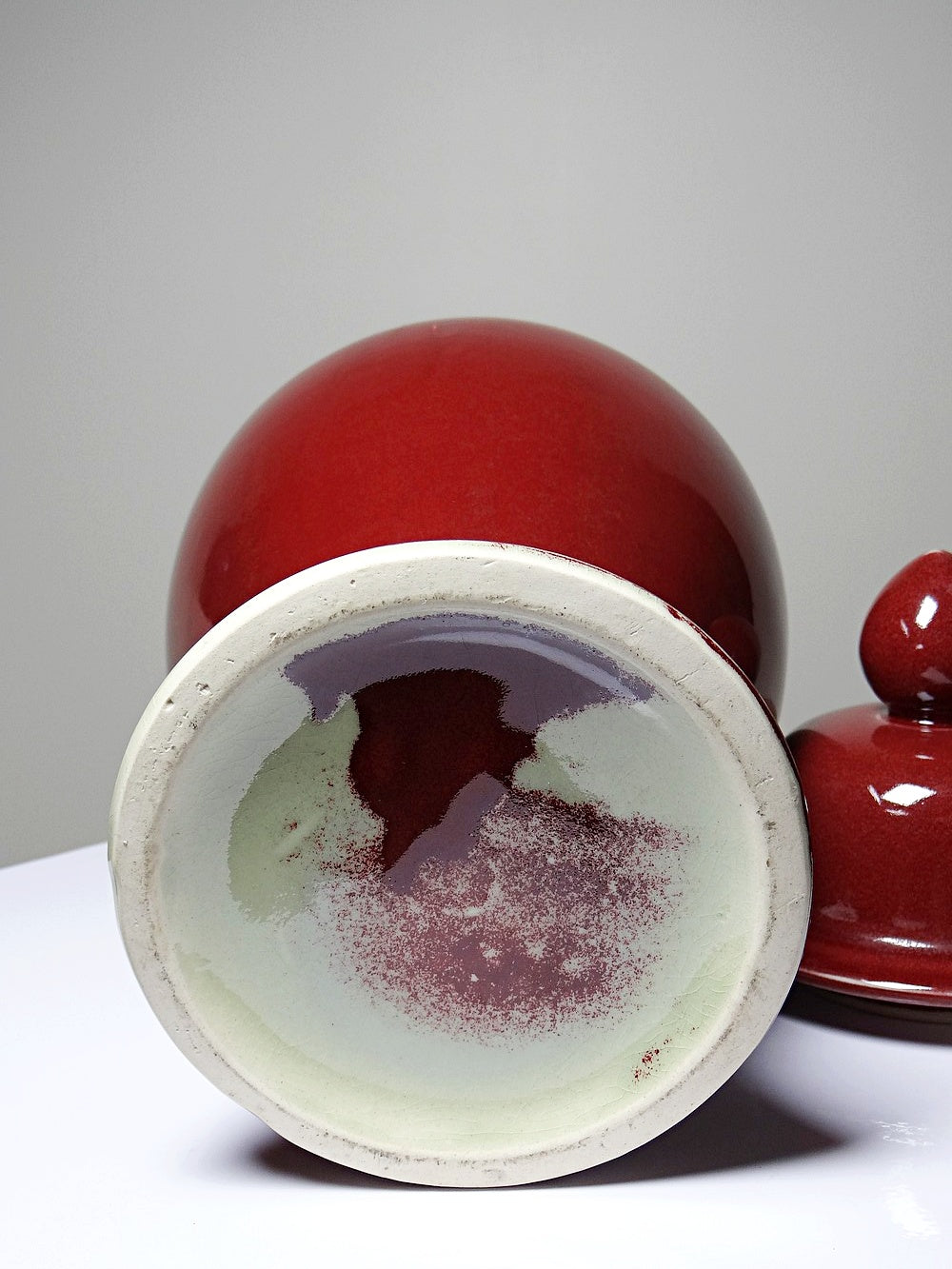 Vintage Vase chinesischer Ingwertopf oxblood und Celadon Keramik