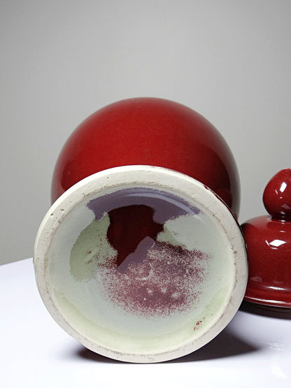 Vintage Vase chinesischer Ingwertopf oxblood und Celadon Keramik