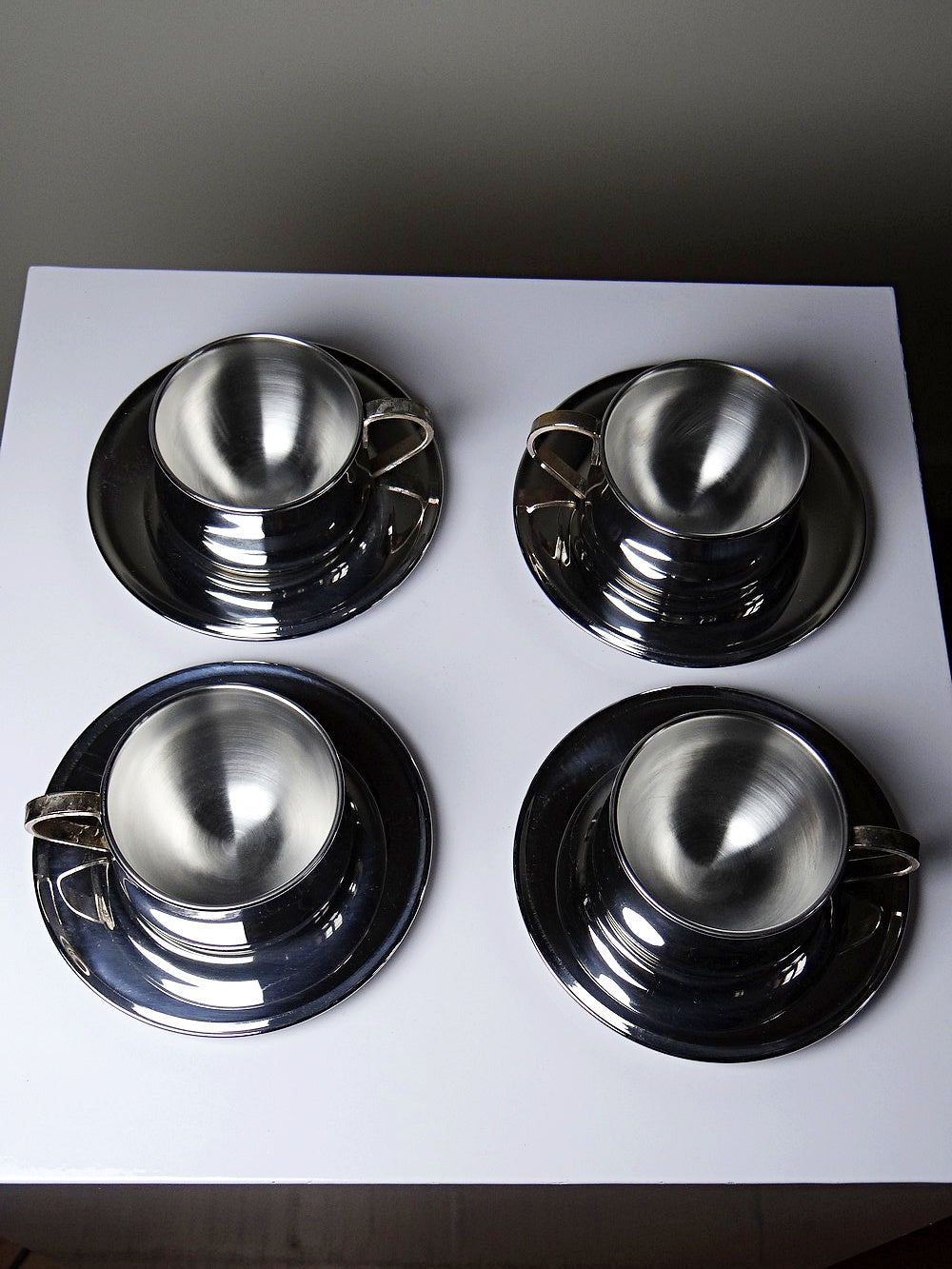 Vintage Espressotasse Set von 4 Inoxriv für Inoxriv Italien Edelstahl 18/10