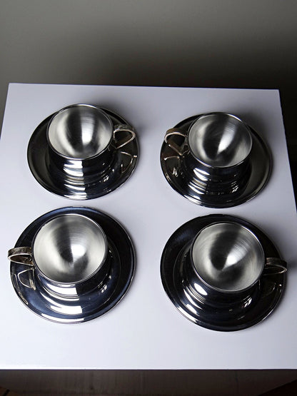Vintage Espressotasse Set von 4 Inoxriv für Inoxriv Italien Edelstahl 18/10