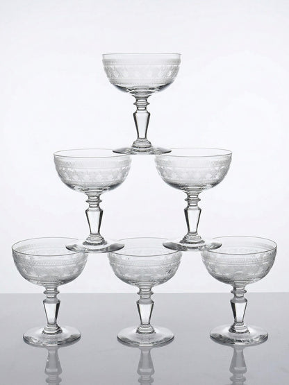 Vintage Champagnerschale Set von 6 Marie-Antoinette mit Sterngravur