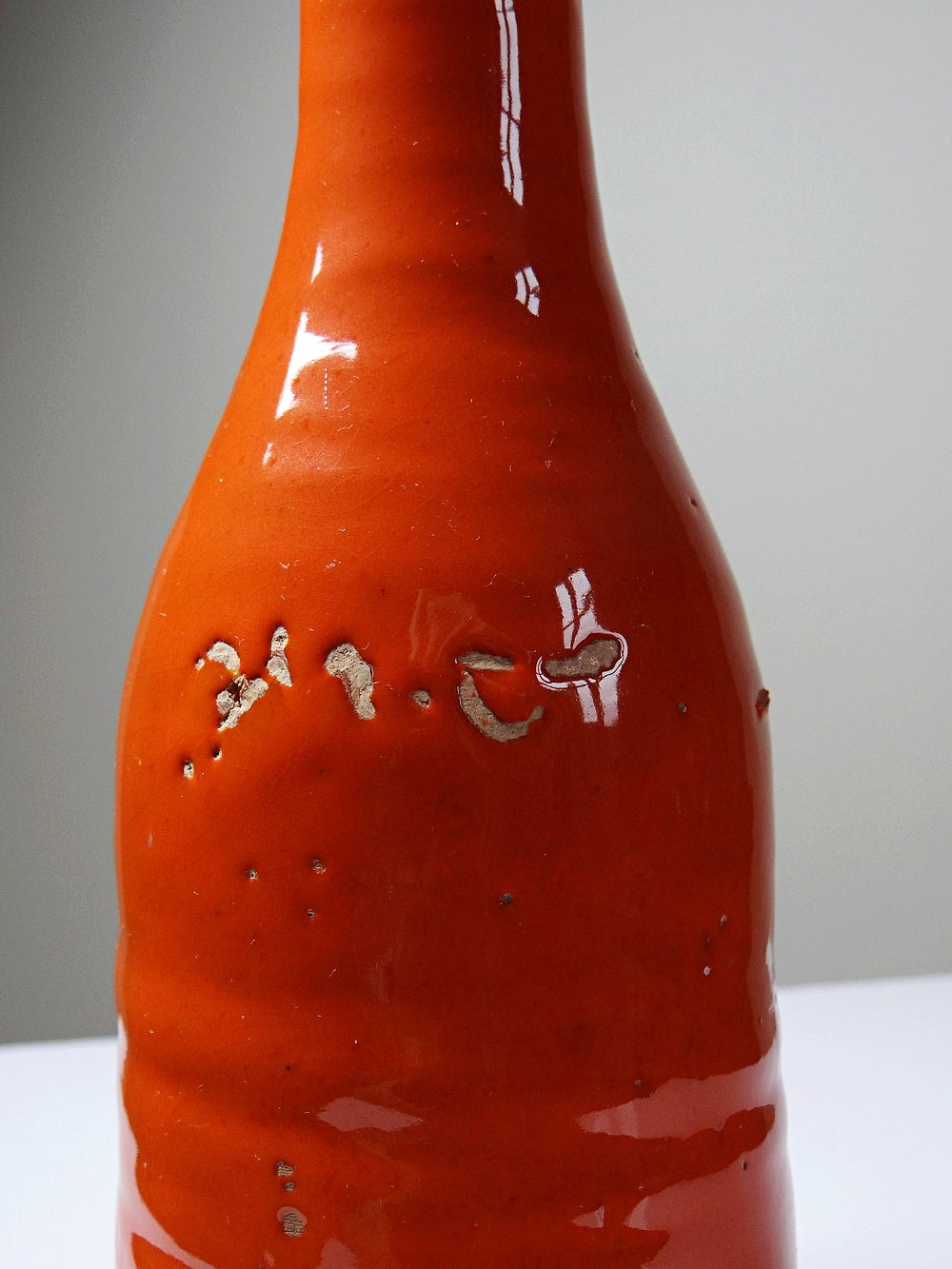 Vintage Lampenfuß Terrakotta orange glasiert Vintage Orange