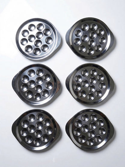 Vintage Schneckentablett Set von 6 aus Edelstahl Made in France Edelstahlgeschirr Silber