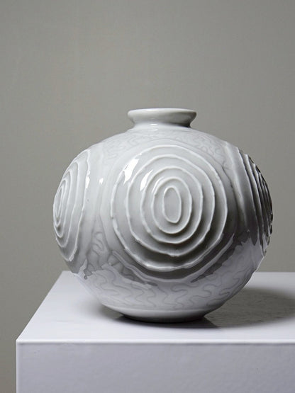 Vintage Vase Art Déco Porzellankugel 1935 Weiß Dekoration