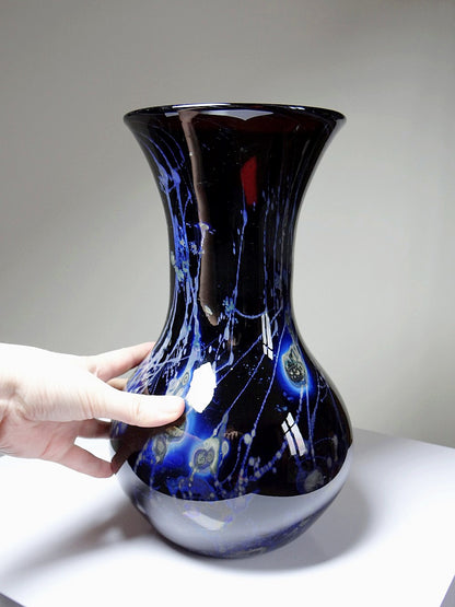 Vintage Kunstglasvase Violett mit Silberinclusionen von Studio Glass für Frankreich