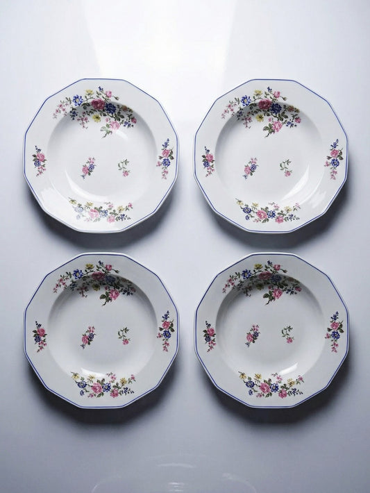 Set von 4 Vintage Teller von Bernardaud für B und C° florales Dekor
