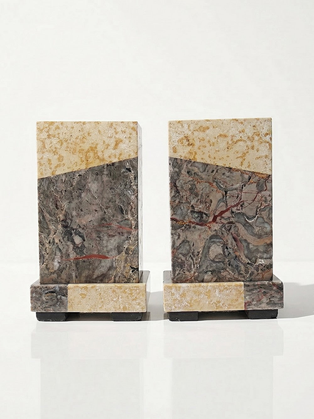 Vintage Set von 2 Buchstütze Art Déco, Kamin Deko, Marmor antik, Frankreich 1920-1930