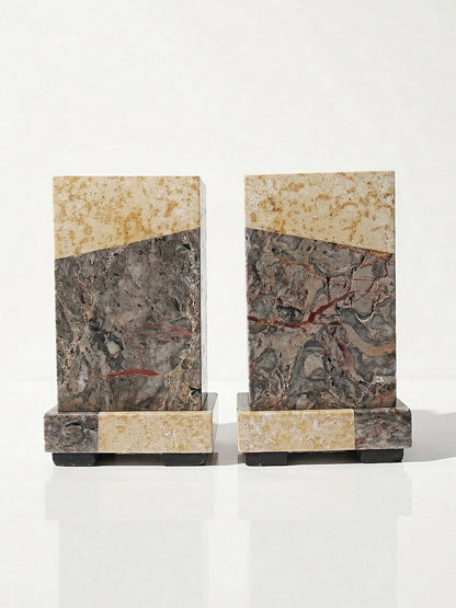 Vintage Set von 2 Buchstütze Art Déco, Kamin Deko, Marmor antik, Frankreich 1920-1930